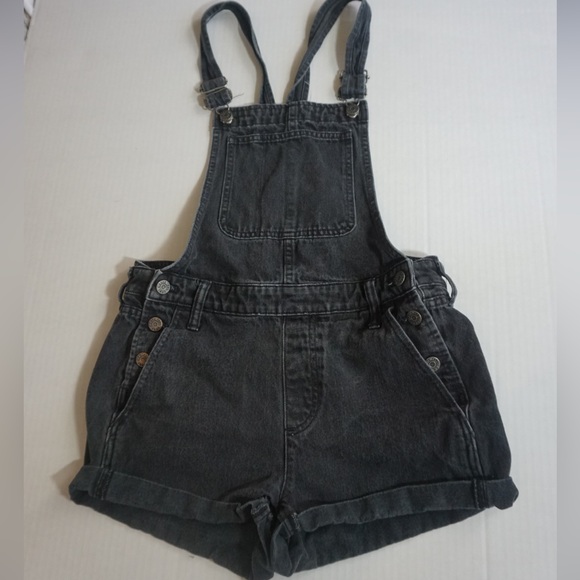 Black wash Madewell Overall Shorts shortalls size small - Picture 6 of 10